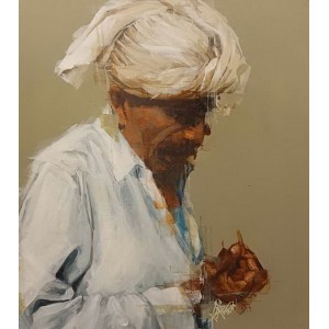 Khalid Khan-Kaay, 24 x 28 Inch, Acrylic on Canvas, Figurative Painting, AC-KHKN-081